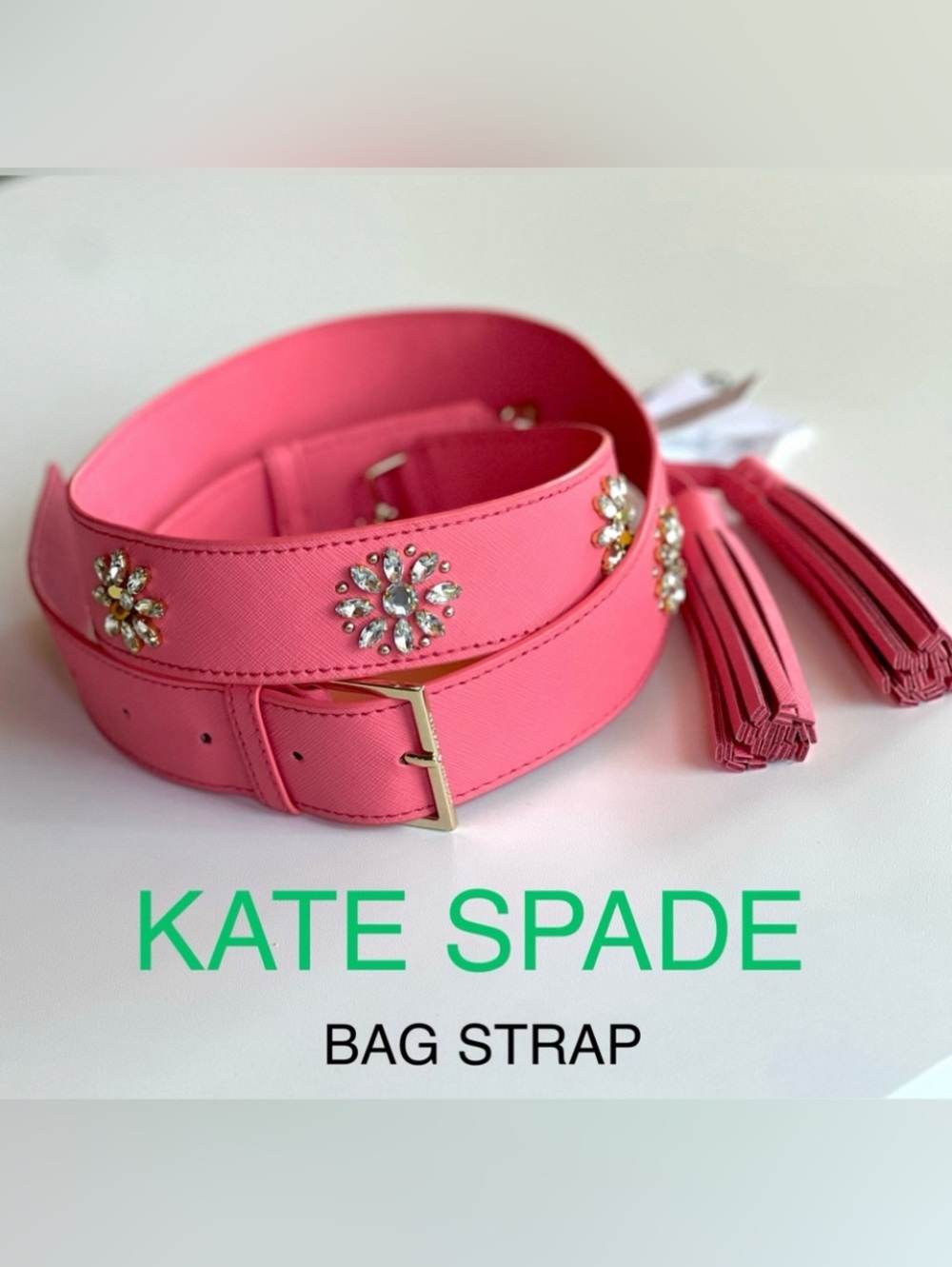 KATE SPADE Brightflam Make it Mine Tassels Crystal bag strap